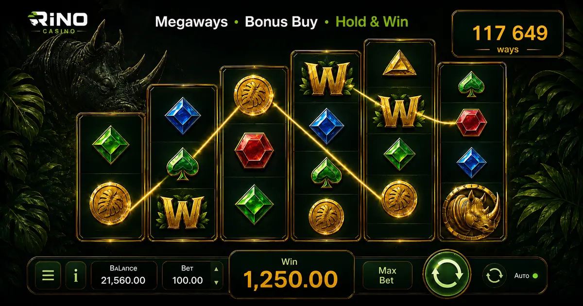Dynamic Megaways reels with highlighted combinations and a bonus counter