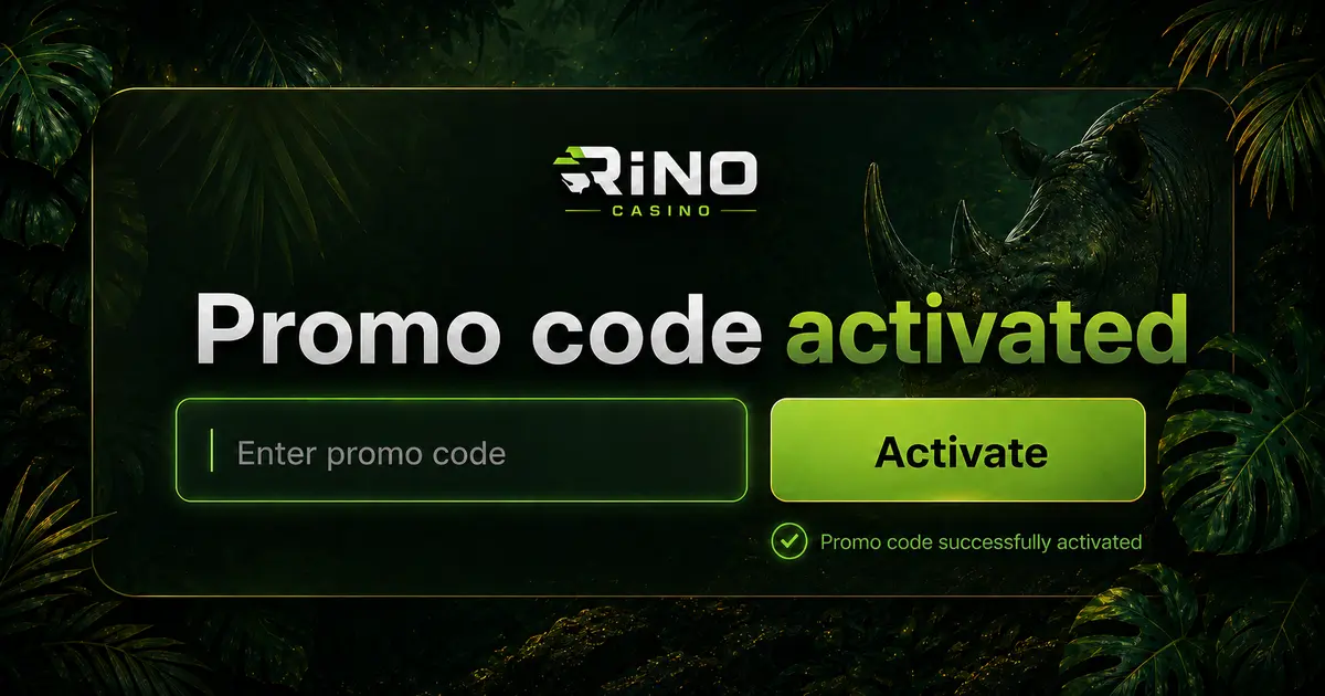 Bonus code entry field in the account creation form on the Rino Casino site